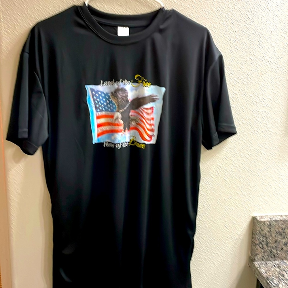 Uncategorized black short sleeved tees Land of the Free, Home of the Brave”.